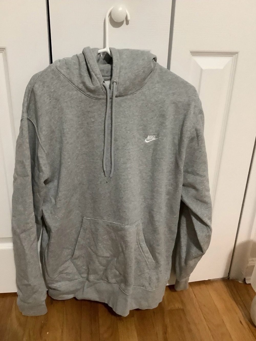 Nike Light Gray Men's Pullover Hoodie with Embroidered Logo